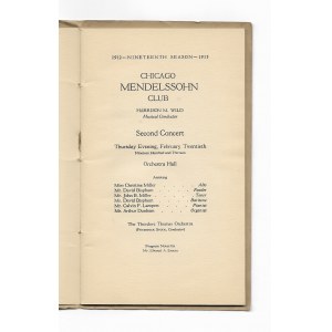 Chicago Mendelssohn Club - program musicalu 1912/1913