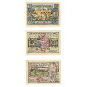 Kunzendorf, Kończyce, zestaw 3 sztuki (50 pfennigów, 1 marka, 2 marki) - 1923