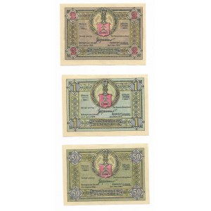 Kunzendorf, Kończyce, zestaw 3 sztuki (50 pfennigów, 1 marka, 2 marki) - 1923