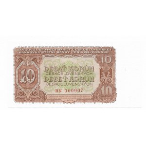 Czechosłowacja, 10 Koron 1953 - niski numer 000907