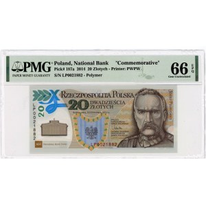 20 złotych 2014 - 100. rocznica utworzenia Legionów Polskich - banknot polimerowy - PMG 66 EPQ