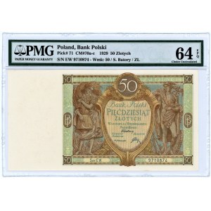 50 złotych 1929 - seria EW. - PMG 64 EPQ