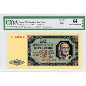 20 Zloty 1948 - Serie KC - GDA 64 EPQ