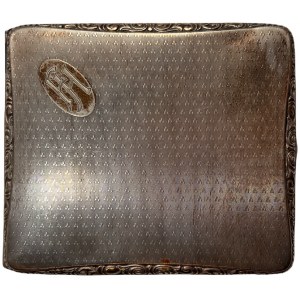 Cigarette case engraved with FH initials