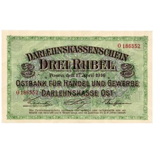 POZNAŃ / POSEN 3 ruble 1916 seria O