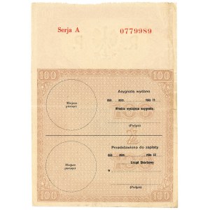 Assignment of 100 zloty without date (1939) series A