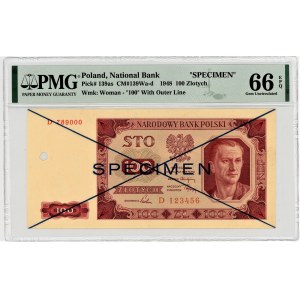 100 gold 1948 - series D789000/D123456 - PMG 66 EPQ - SPECIMEN - 2nd max note