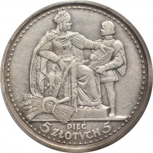 II RP - 5 złotych 1925 Konstytucja 81 perełek - PCGS XF Detail