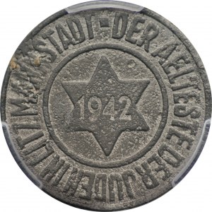 Getto w Łodzi - 10 fenigów 1942 moneta z certyfikatem Jacka Sarosieka - PCGS XF detail