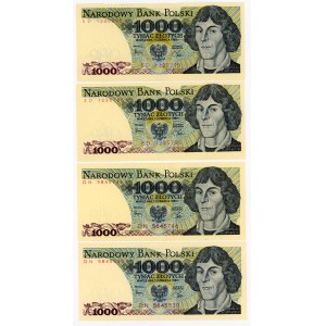 Satz von 4 Stk. 1000 Gold 1982 - Serien ED und DN