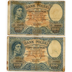 Set of 2 pcs. 100 gold 1919