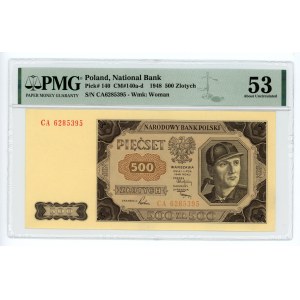 500 zlotých 1948 - série CA - PMG 53