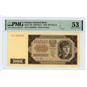 500 złotych 1948 - seria CA - PMG 53