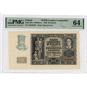 20 złotych 1940- seria N - PMG 64