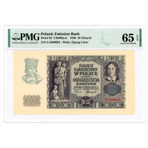 20 złotych 1940 - seria G - PMG 65 EPQ