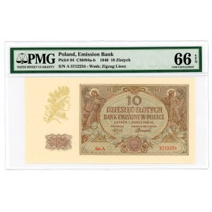 10 gold 1940 - First rarer series A - PMG 66 EPQ