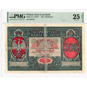 500 Polish marks 1919 - PMG 25 NET