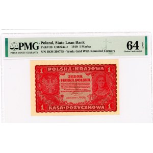 1 poľská značka 1919 - 1. séria KM - PMG 64 EPQ