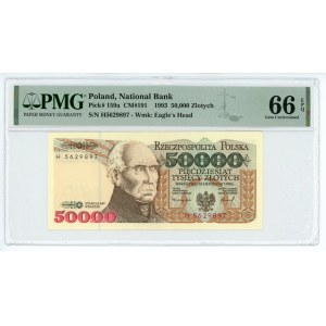 50 000 PLN 1993 - série H - PMG 66 EPQ