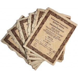 Balíček 63 kusů - Varšavská společnost uhelných dolů a oceláren - 100 zlotých 1929