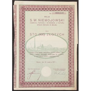 S. W. Niemojowski Factory of Paper and Paper Products S.A. - 100 zloty 1927