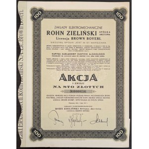 Zakłady elektromechaniczne ROHN ZIELIŃSKI - Em. I - 100 złotych 1937