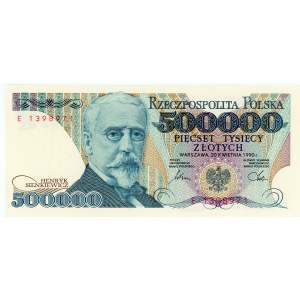 500,000 zloty 1990 - L series converted rather comically to E series