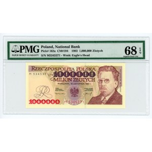 1,000,000 PLN 1993 - series M - PMG 68 EPQ - MAX NOTA.
