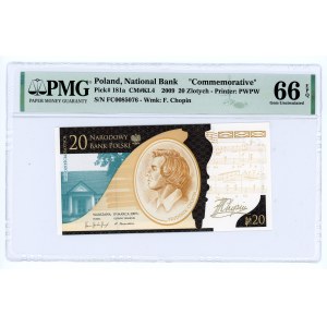 20 złotych 2009 - Fryderyk Chopin - PMG 66 EPQ