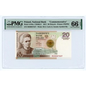 20 złotych 2011 - Maria Skłodowska Curie - PMG 66 EPQ