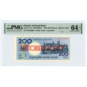 200 Gold 1990 - Serie D - UNCOVERED - PMG 64 EPQ