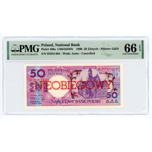 50 złotych 1990 - seria H - NIEOBIEGOWY - PMG 66 EPQ