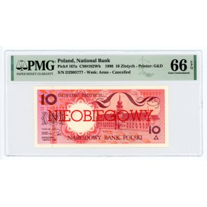 10 złotych 1990 - seria D - NIEOBIEGOWY - PMG 66 EPQ