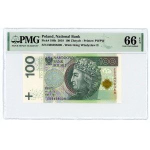 100 złotych 2018 - seria EB - PMG 66 EPQ