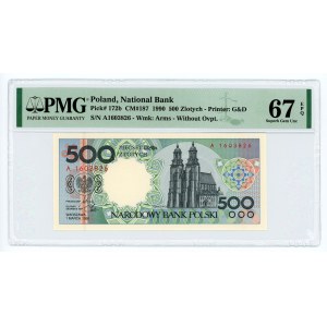 500 zlotých 1990 - séria A - PMG 67 EPQ