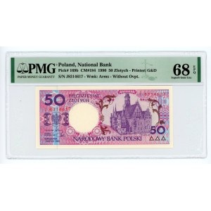 50 złotych 1990 - seria J - PMG 68 EPQ