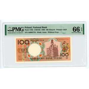 100 zlotých 1990 - série A - PMG 66 EPQ