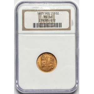 Bolesław Chrobry - 10 zlotých 1925 - NGC MS 66 - stará platňa