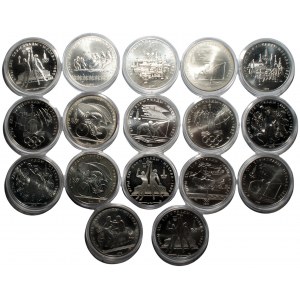 SSSR - Olympijské hry v Moskvě - sada 18 kusů mincí po 10 rublech 1977-1980 - Stříbro 900