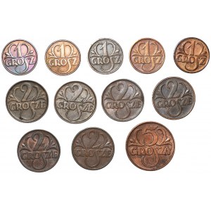 Set of 12 coins 1-5 pennies 1931-1939