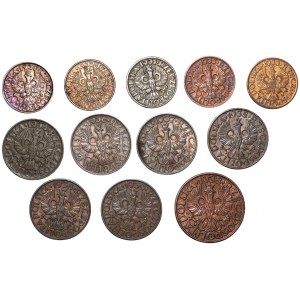 Súbor 12 mincí 1-5 halierov 1931-1939
