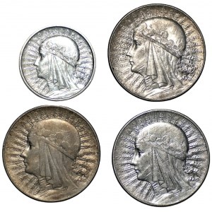 2 złote 1932 + 3 x 5 złotych 1933-1934 Polonia