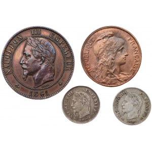 FRANCÚZSKO - Sada 4 mincí 1861-1917