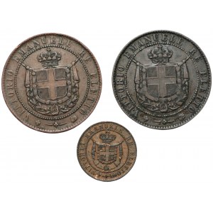 Toskánsko 1 centesimi 1859 a 2 x 5 centesimi 1859