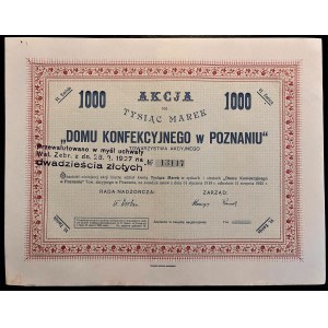 Towarzystwo Akcyjne Dom Konfekcyjnego w Poznaniu - 1000 marks 1922 - Issue VI