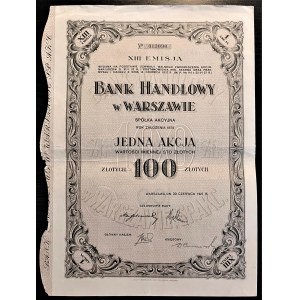 Bank Handlowy w Warszawie Emise 13 - 100 zlotých 1927