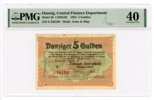 GDAŃSK/DANZIG - 5 guldenów 1923 - LISTOPAD - PMG 40 - EKSTREMALNIE RZADKI
