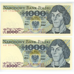 1000 złotych 1975 - seria AM i AR - zestaw 2 sztuk