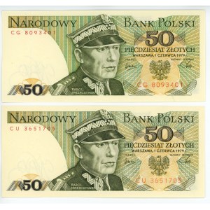 50 złotych 1979 - seria CG i CU - zestaw 2 sztuk