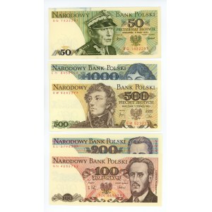PRL - zestaw banknotów 5 sztuk - różne nominały